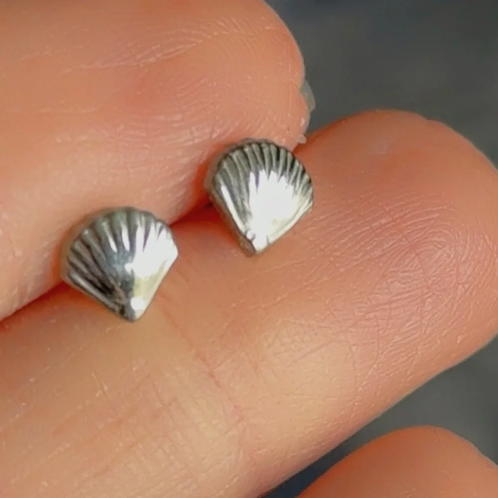 Stainless Steel Sea Shell Stud Earrings 5.8mm